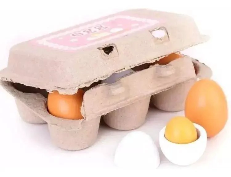 CAJA DE JUGUETE DIDACTICO DE MADERA CON 6 HUEVOS - 1