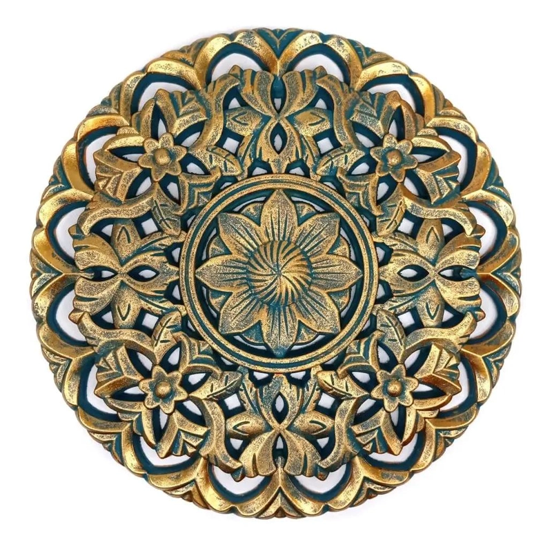 CUADRO DECORATIVO MANDALA TURQUESA Y DORADO MEDIANO - 3