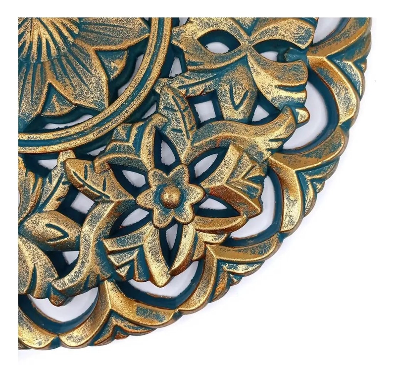 CUADRO DECORATIVO MANDALA TURQUESA Y DORADO MEDIANO - 4