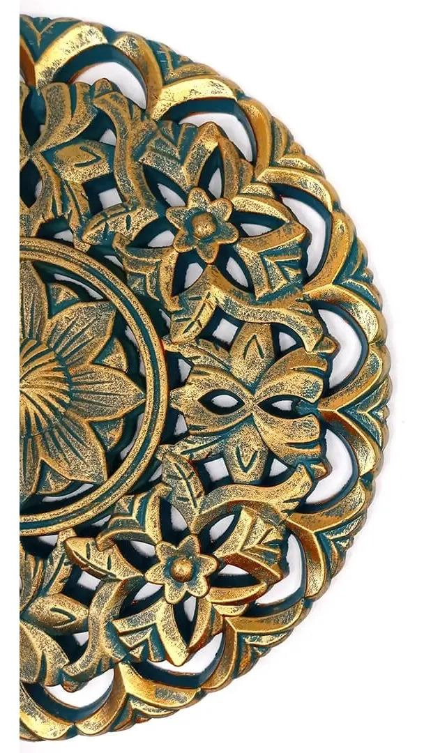 CUADRO DECORATIVO MANDALA TURQUESA Y DORADO MEDIANO - 5