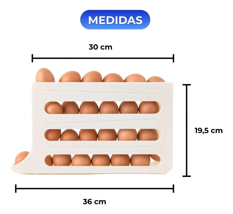ORGANIZADOR DISPENSADOR DE HUEVOS 4 NIVELES PARA 30 HUEVOS - 3