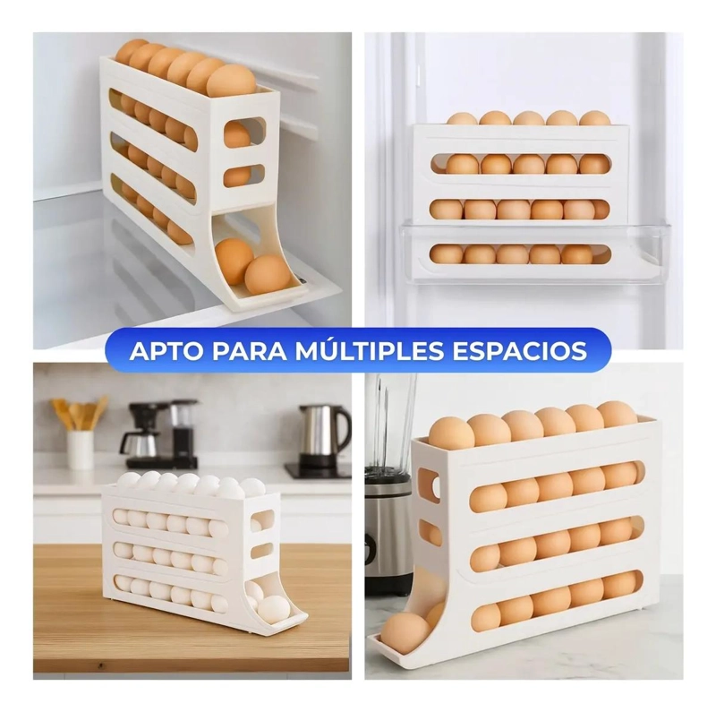 ORGANIZADOR DISPENSADOR DE HUEVOS 4 NIVELES PARA 30 HUEVOS - 4
