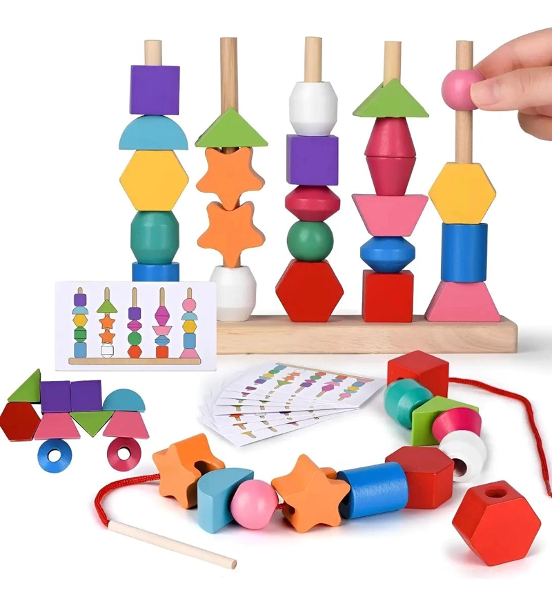 JUEGO DE CLASIFICACION DE BLOQUES DE MADERA PARA NIÑOS - 1