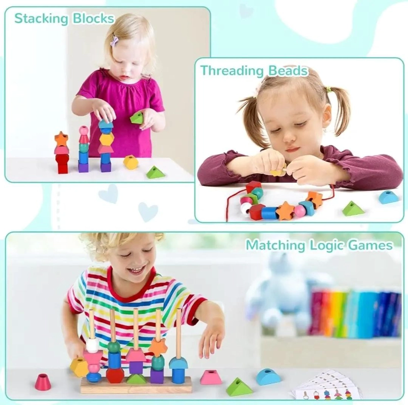 JUEGO DE CLASIFICACION DE BLOQUES DE MADERA PARA NIÑOS - 2