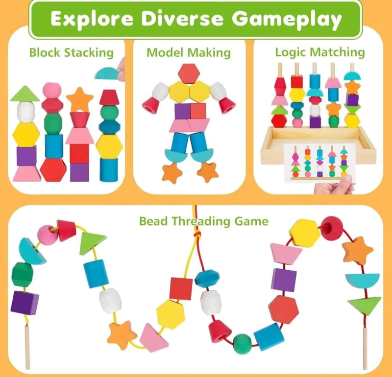 JUEGO DE CLASIFICACION DE BLOQUES DE MADERA PARA NIÑOS - 3