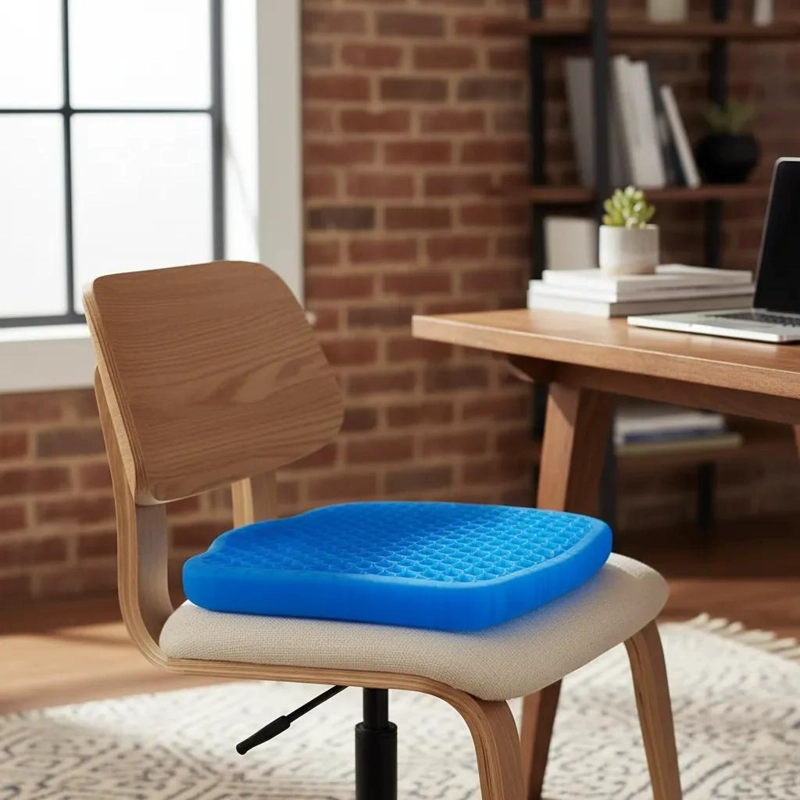 COJIN DE GEL ERGONOMICO PARA SILLA CON DISEÑO DE PANAL - 1