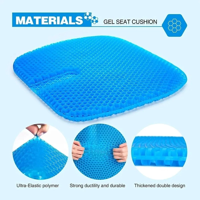 COJIN DE GEL ERGONOMICO PARA SILLA CON DISEÑO DE PANAL - 4