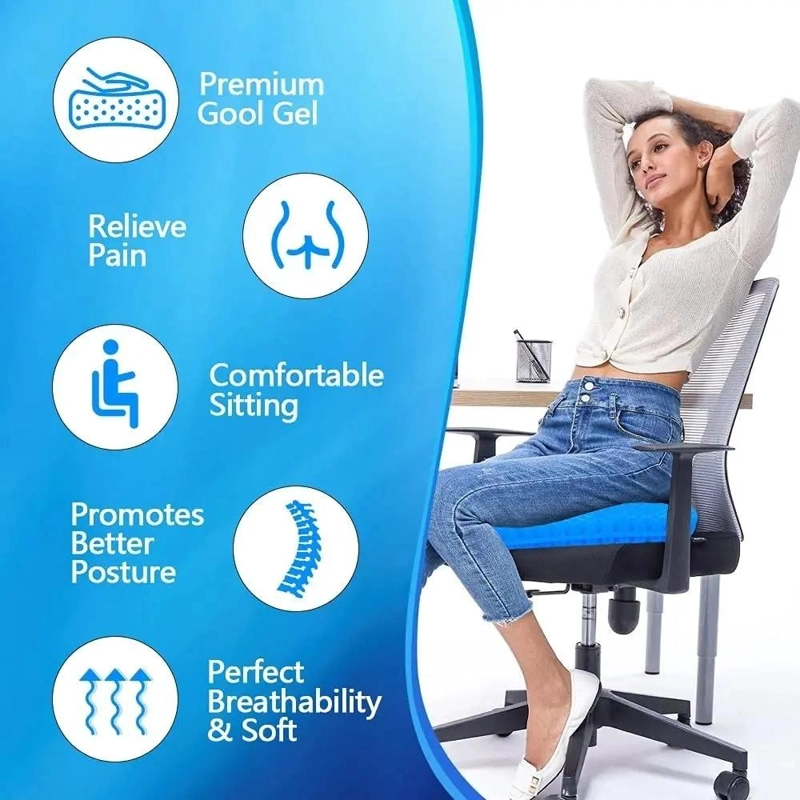 COJIN DE GEL ERGONOMICO PARA SILLA CON DISEÑO DE PANAL - 7