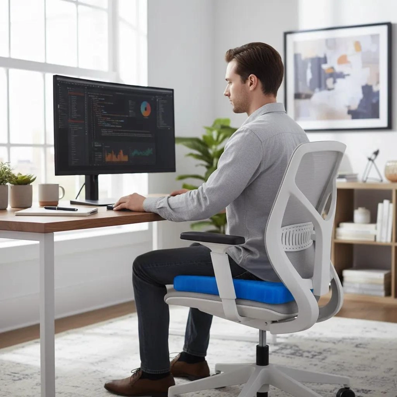 COJIN DE GEL ERGONOMICO PARA SILLA CON DISEÑO DE PANAL - 9