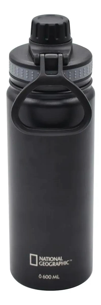 BOTELLA TE RMICA METALICA 600ML COLOR NEGRO IDEAL PARA AVENTURAS - 5