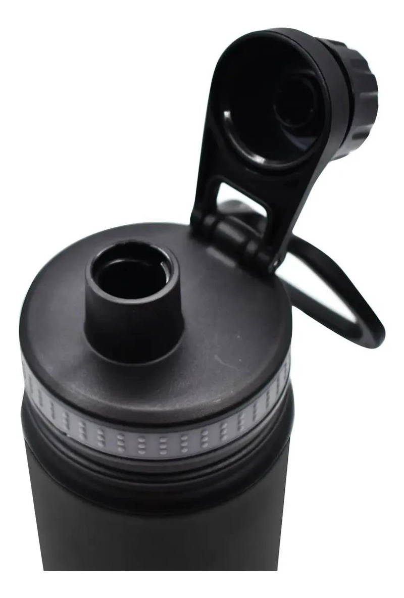 BOTELLA TE RMICA METALICA 600ML COLOR NEGRO IDEAL PARA AVENTURAS - 6