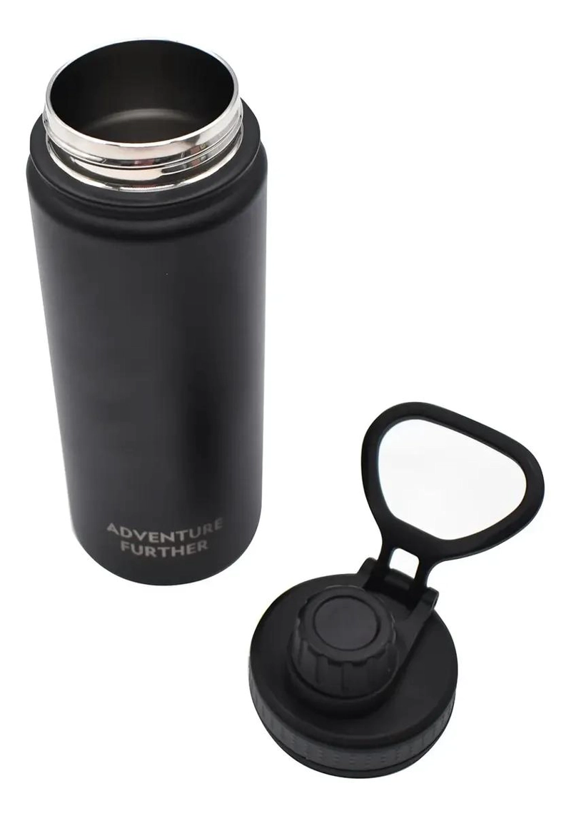 BOTELLA TE RMICA METALICA 600ML COLOR NEGRO IDEAL PARA AVENTURAS - 7