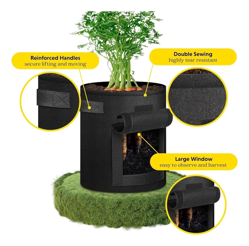 PACK DE 5 MACETAS DE FIELTRO PARA CULTIVO DE PATATAS Y TOMATES - 7