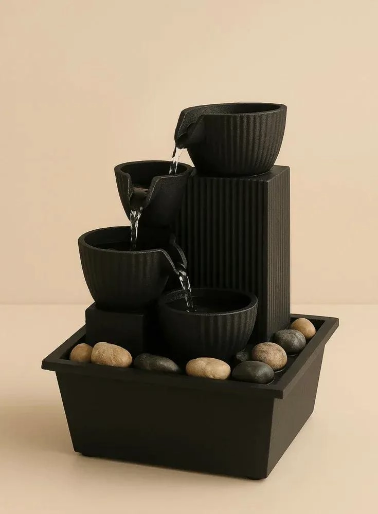 FUENTE DE AGUA DECORATIVA DE MESA CON LUZ LED Y 4 NIVELES - 3