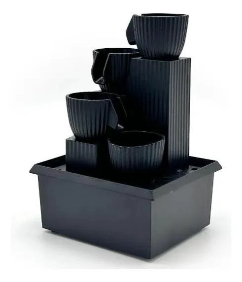 FUENTE DE AGUA DECORATIVA DE MESA CON LUZ LED Y 4 NIVELES - 8
