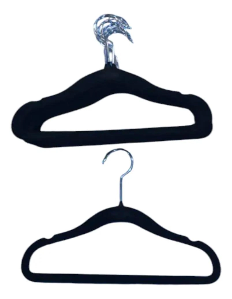 PACK DE 10 COLGADORES DE TERCIOPELO NEGRO PARA ROPA - 1