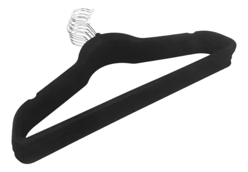 PACK DE 10 COLGADORES DE TERCIOPELO NEGRO PARA ROPA - 3