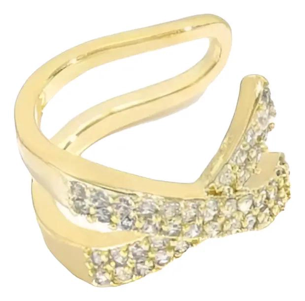 ARO EARCUFF DE ACERO CON BAÑO DE ORO 18K Y CIRCONES - 1