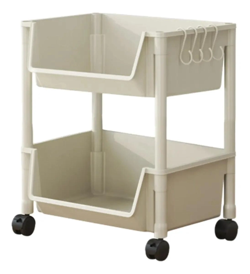 CONTENEDOR ORGANIZADOR PLASTICO BLANCO 2 NIVELES PARA ALMACENAJE - 1