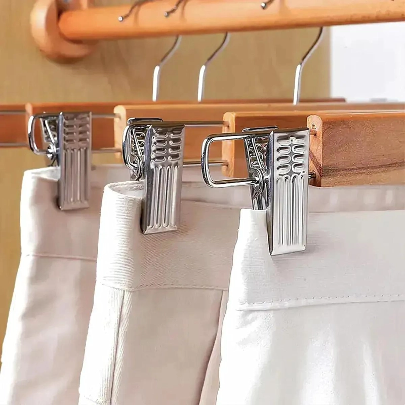 PERCHERO DE MADERA SOLIDA CON CLIPS ANTIDESLIZANTES PARA ROPA - 6