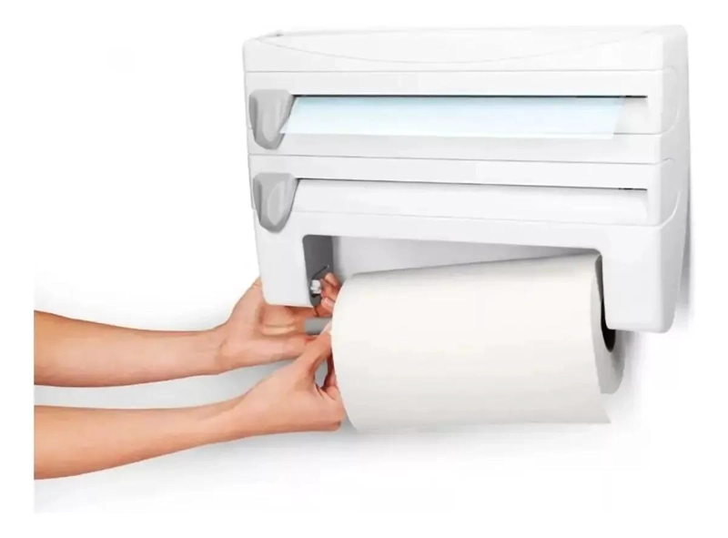 DISPENSADOR DE TOALLA Y FILM PARA COCINA CON CORTADOR - 2