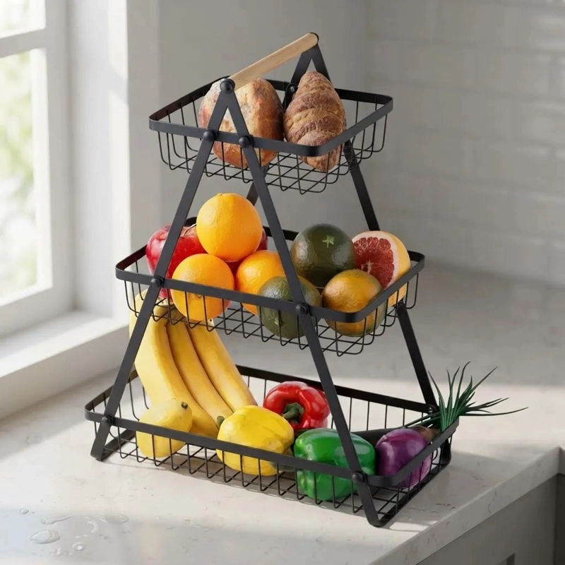 ORGANIZADOR DE COCINA FRUTERO TRIANGULAR DE TRES NIVELES - 5