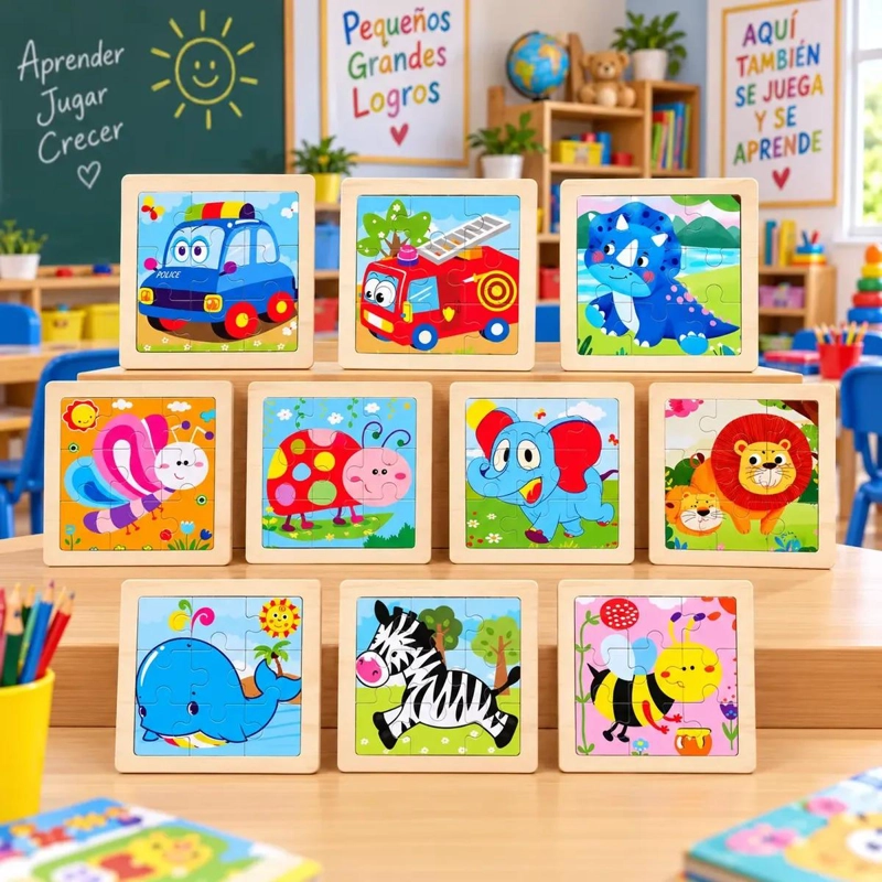 PACK DE 10 ROMPECABEZAS DE MADERA PARA NIÑOS - 4