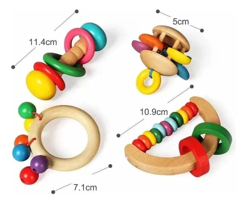 SONAJEROS DE MADERA PARA BEBE S ESTIMULACION TEMPRANA - 5