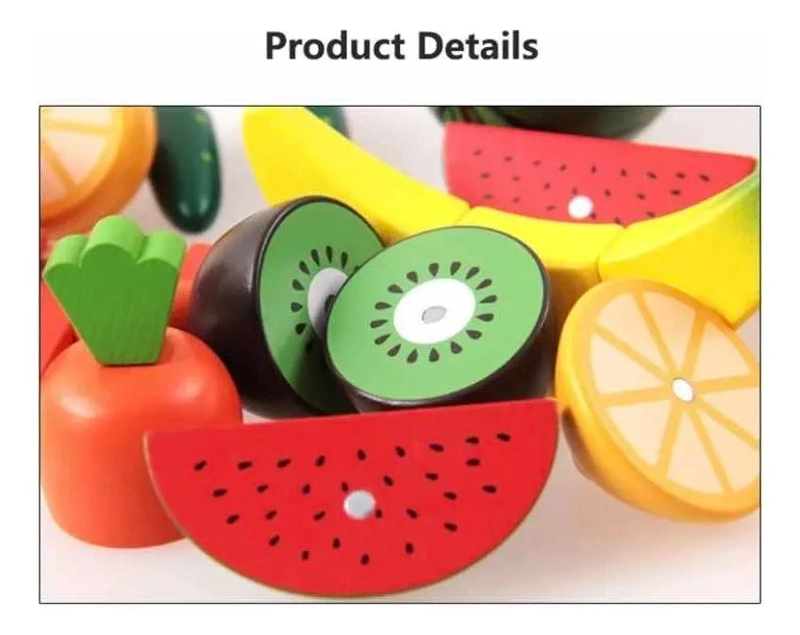 JUEGO DE MADERA PARA CORTAR FRUTAS Y VERDURAS PARA NIÑOS - 4