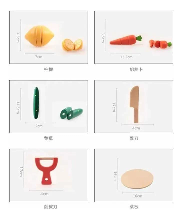 JUEGO DE MADERA PARA CORTAR FRUTAS Y VERDURAS PARA NIÑOS - 6