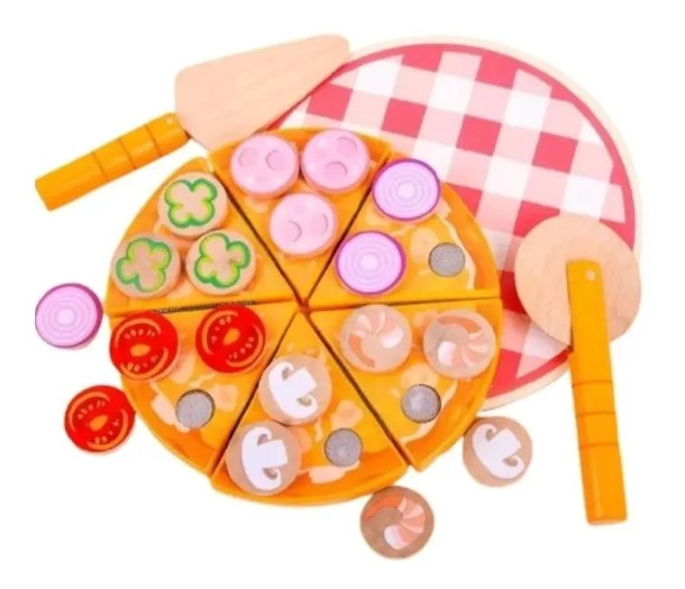 JUEGO DIDACTICO DE PIZZA DE MADERA PARA NIÑOS - 1