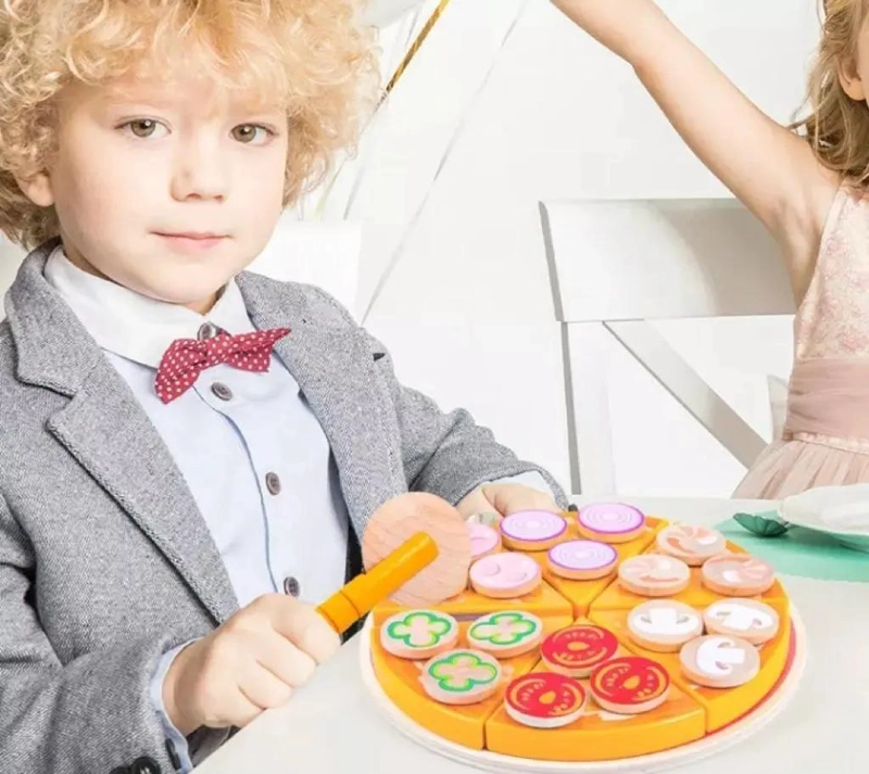 JUEGO DIDACTICO DE PIZZA DE MADERA PARA NIÑOS - 4