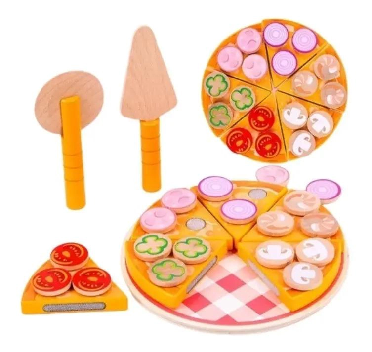 JUEGO DIDACTICO DE PIZZA DE MADERA PARA NIÑOS - 6