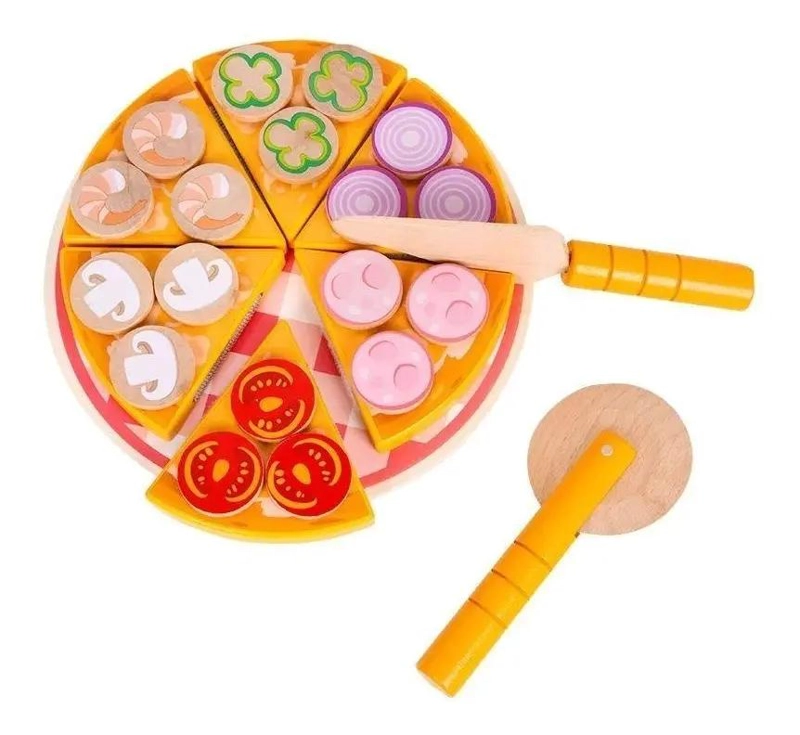 JUEGO DIDACTICO DE PIZZA DE MADERA PARA NIÑOS - 7