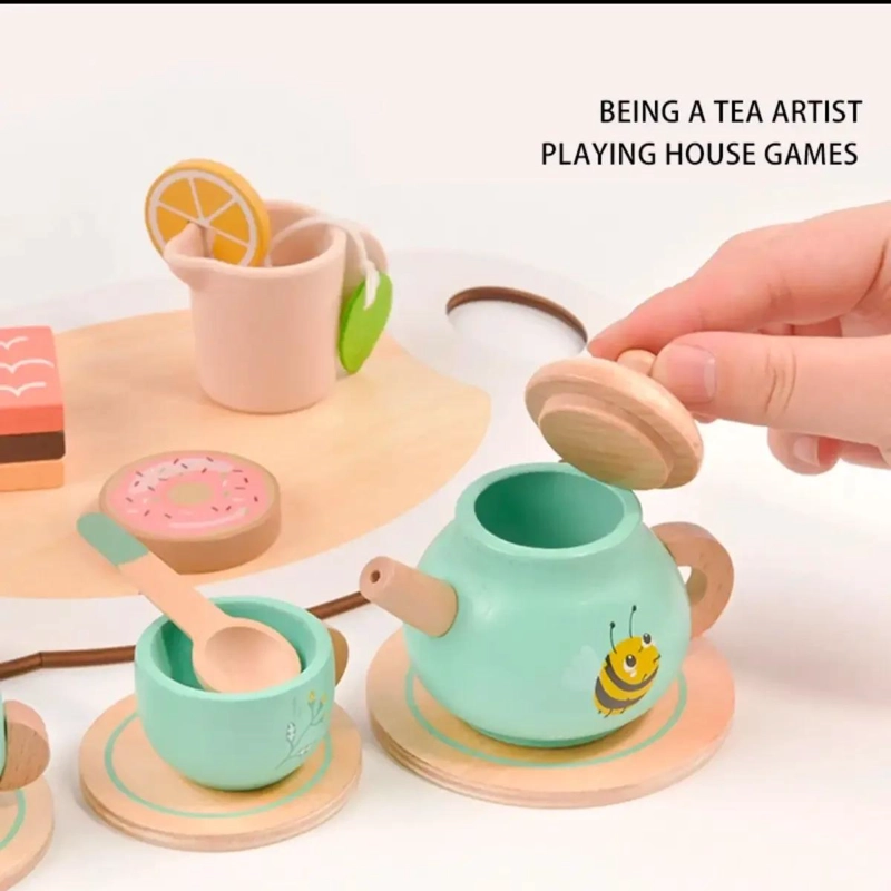 JUEGO DE TAZAS DE TE  DE MADERA PARA NIÑOS - 3