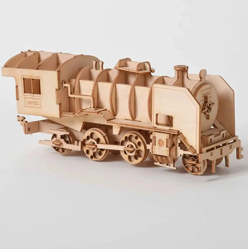 ROMPECABEZAS 3D DE MADERA TREN LOCOMOTORA VINTAGE - 1