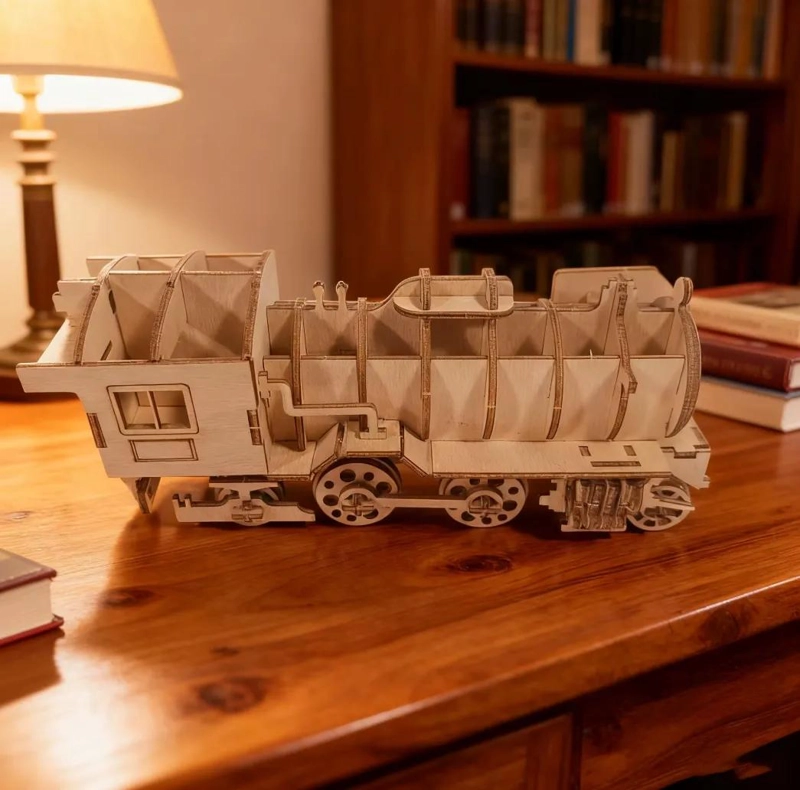 ROMPECABEZAS 3D DE MADERA TREN LOCOMOTORA VINTAGE - 3