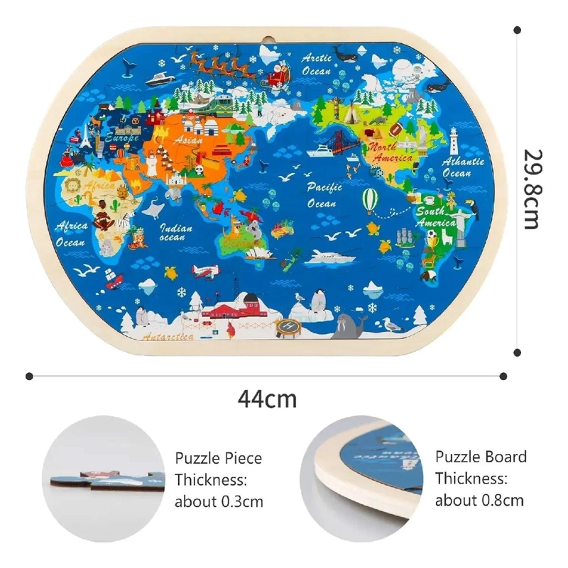 PUZZLE DIDACTICO MAPA DEL MUNDO 40 PIEZAS PARA NIÑOS - 6
