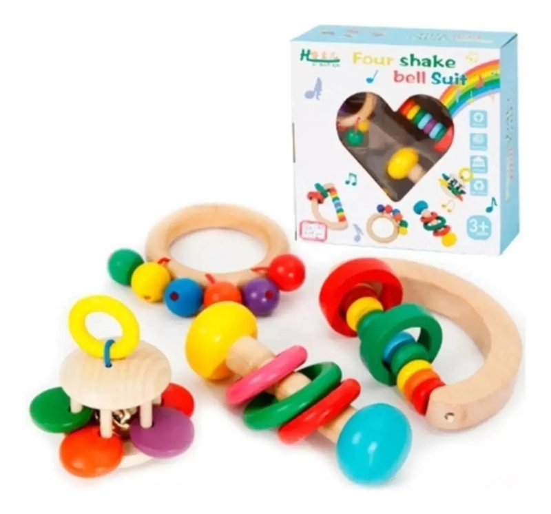 SONAJEROS DE MADERA PARA BEBE S ESTIMULACION TEMPRANA - 1