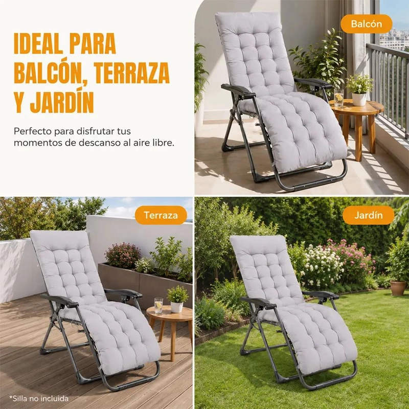 COJIN ACOLCHADO PARA REPOSERA DE TERRAZA COLOR GRIS NEUTRO - 4