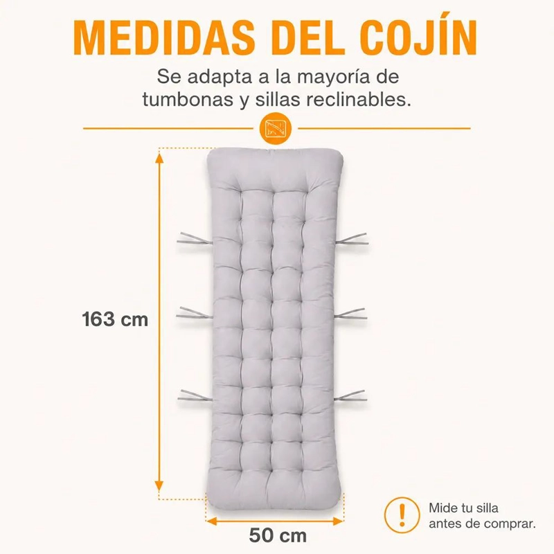 COJIN ACOLCHADO PARA REPOSERA DE TERRAZA COLOR GRIS NEUTRO - 6
