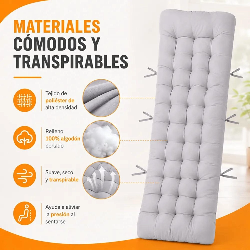 COJIN ACOLCHADO PARA REPOSERA DE TERRAZA COLOR GRIS NEUTRO - 7