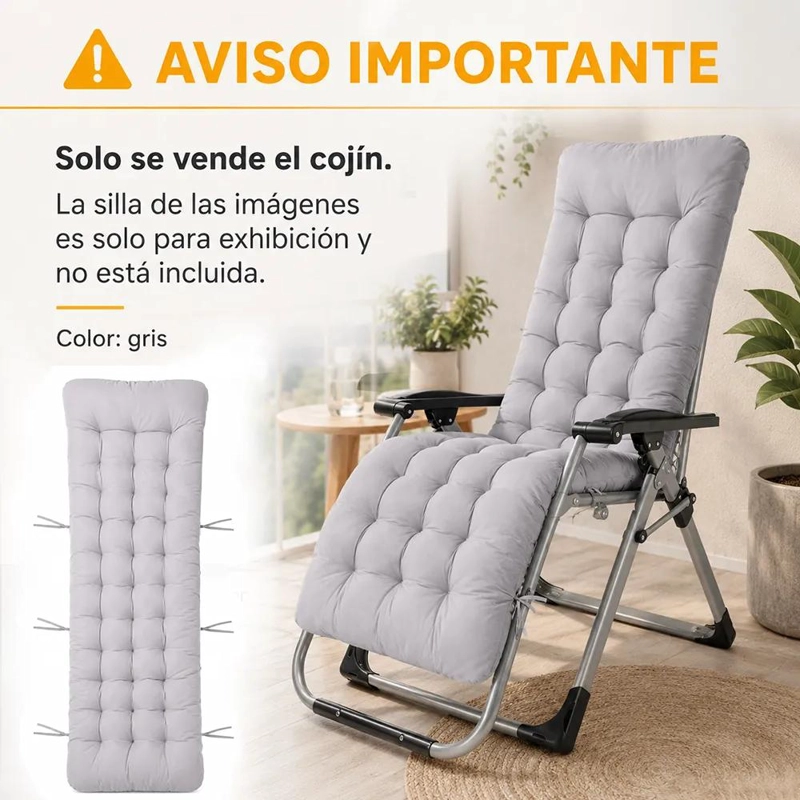 COJIN ACOLCHADO PARA REPOSERA DE TERRAZA COLOR GRIS NEUTRO - 8
