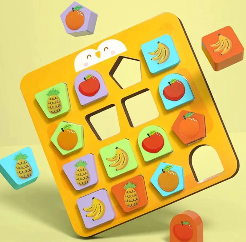 PUZZLE DIDACTICO DE MADERA PARA NIÑOS CON PATRONES COLORIDOS - 9