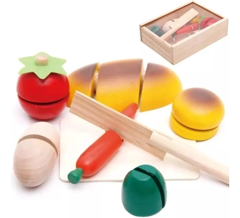 JUEGO DIDACTICO DE MADERA PARA CORTAR FRUTAS Y VERDURAS - 1