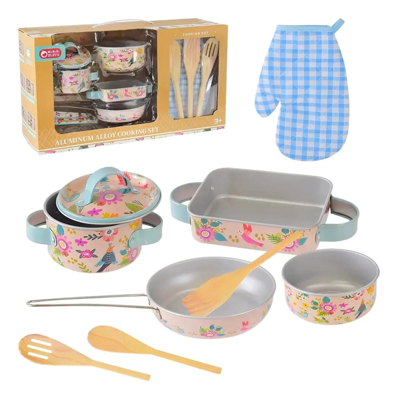 SET DE OLLAS Y UTENSILIOS METALICOS PARA JUEGO INFANTIL - 1