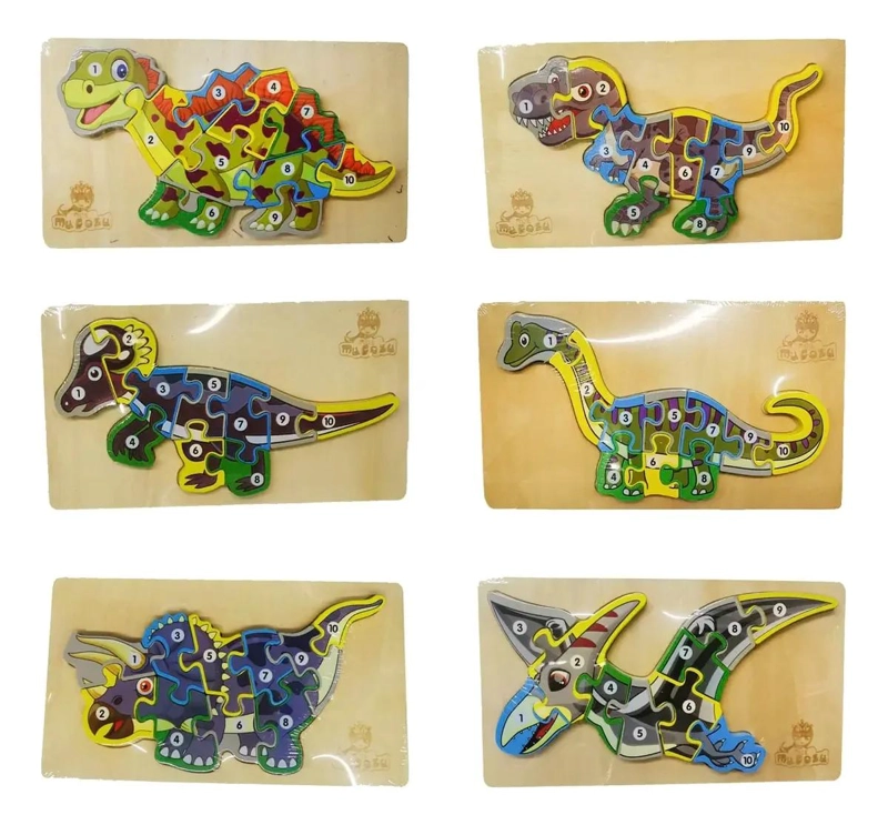 PUZZLE DE MADERA MONTESSORI DE DINOSAURIOS PARA NIÑOS - 1