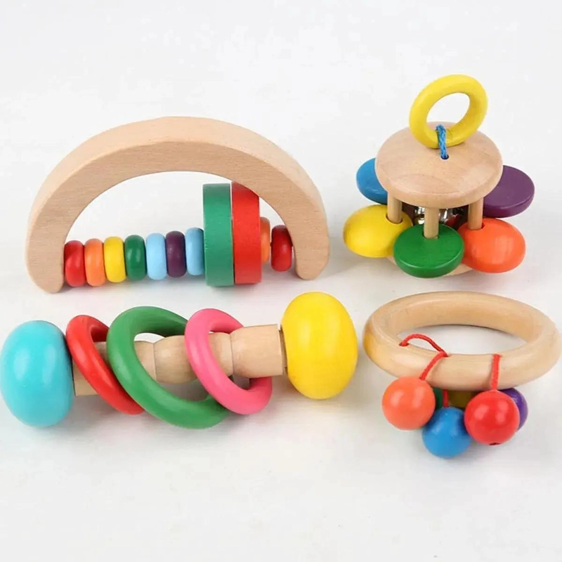 SET DE SONAJEROS DE MADERA PARA ESTIMULACION TEMPRANA DEL BEBE - 4