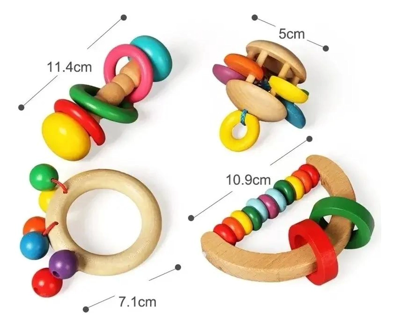 SET DE SONAJEROS DE MADERA PARA ESTIMULACION TEMPRANA DEL BEBE - 9