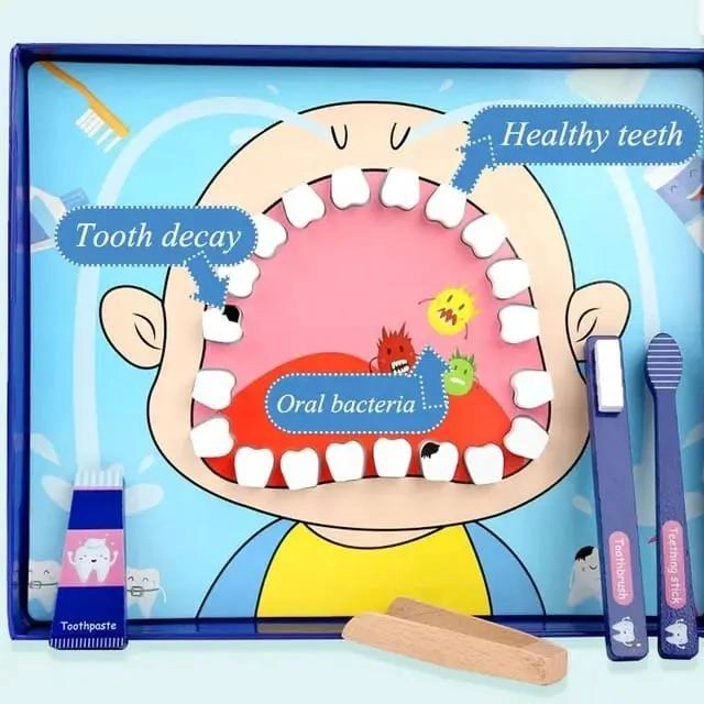JUEGO EDUCATIVO DE DENTISTA PARA NIÑOS EN MADERA - 4